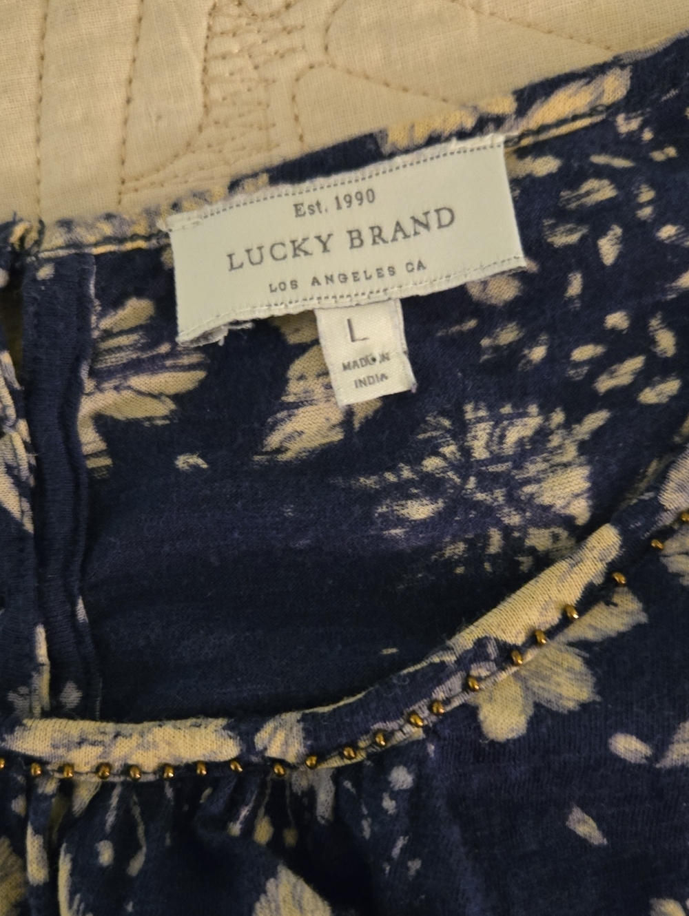 Lucky Brand Blue Floral Cold-Shoulder Top - Picture 9 of 9